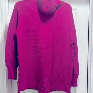 Cyrus Magenta Ribbed Cowl Neck Sweater